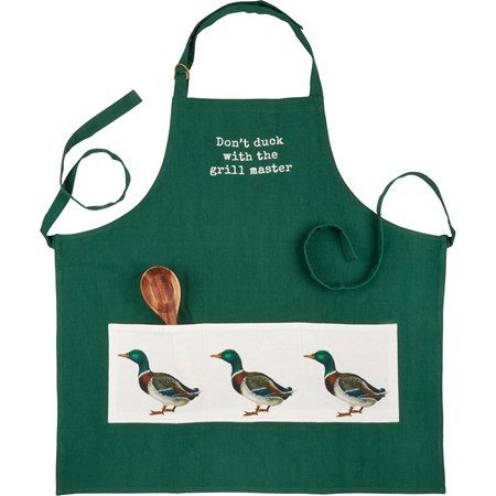 Apron - Don't Duck With The Grill Master - 27.50" x 28" - Cotton, Metal