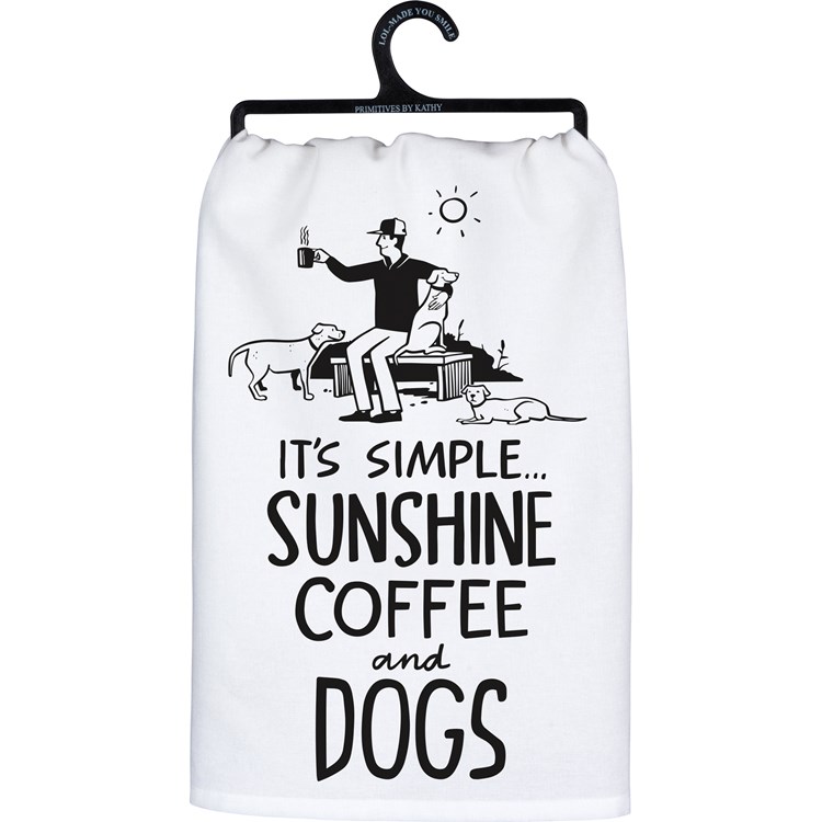 Sunshine Coffee And Dogs Kitchen Towel - Cotton