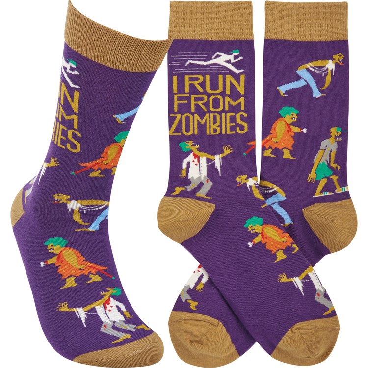 I Run From Zombies Socks - Cotton, Nylon, Spandex