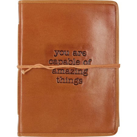Journal - Capable Of Amazing Things - 5.50" x 7.50" x 1" - Leather, Paper