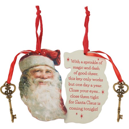 Magic Christmas Key Ornament - Wood, Paper, Metal, Ribbon