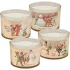 Vintage Snowmen Jar Candle Set - Soy Wax, Glass, Cotton