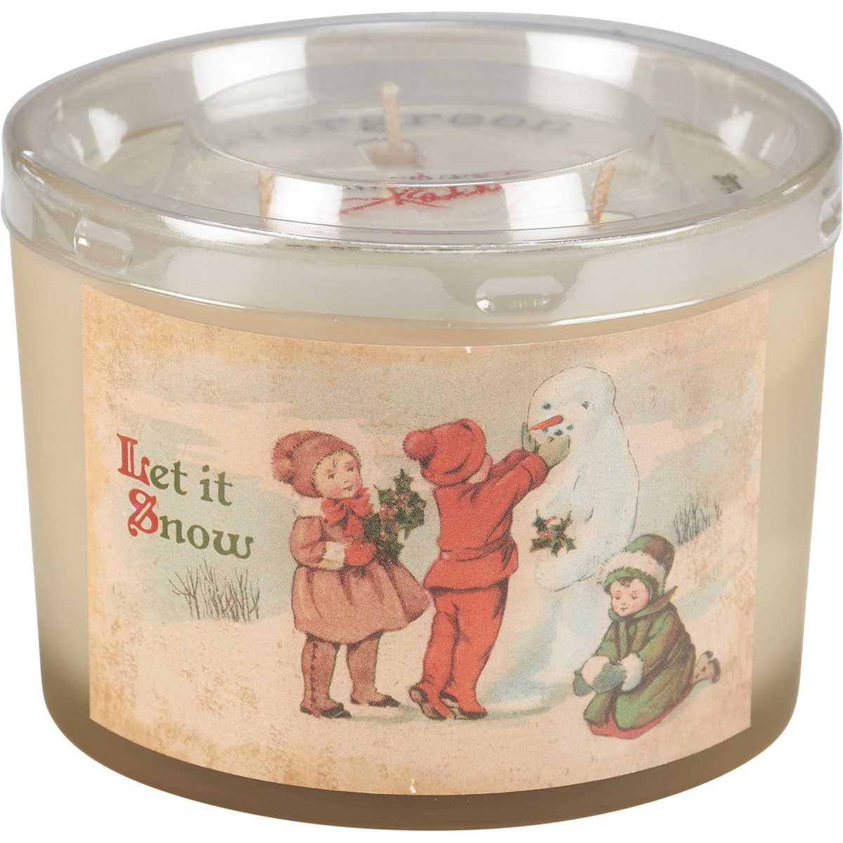 Vintage Snowmen Candle Set - Soy Wax, Glass, Cotton
