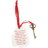 Santa Claus Key Ornament - Wood, Paper, Metal, Ribbon, Glitter