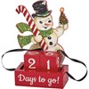 Snowman Days To Go Block Countdown - Wood, Paper, Ribbon, Glitter