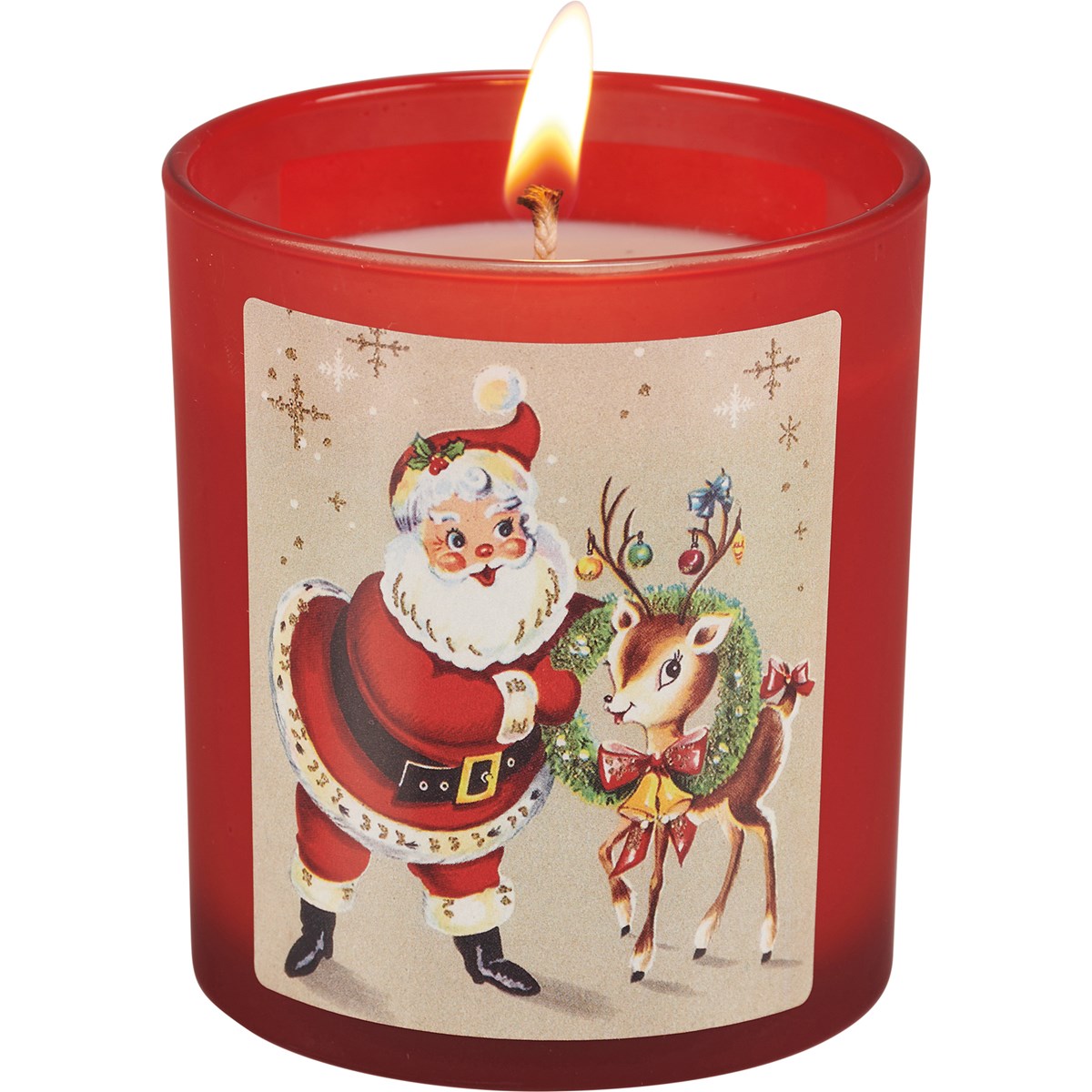 Santa's Reindeer Jar Candle Set - Soy Wax, Glass, Cotton