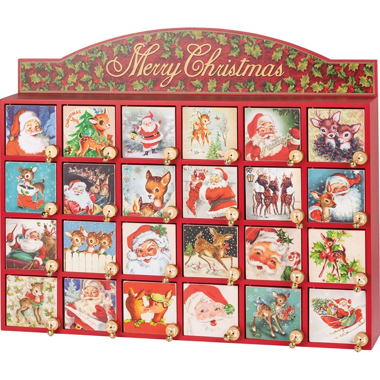 Santa Claus Countdown Box - Wood, Paper, Metal