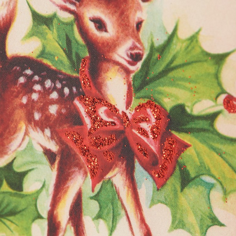 Oh Deer What A Year Block Sign - Wood, Paper, Glitter