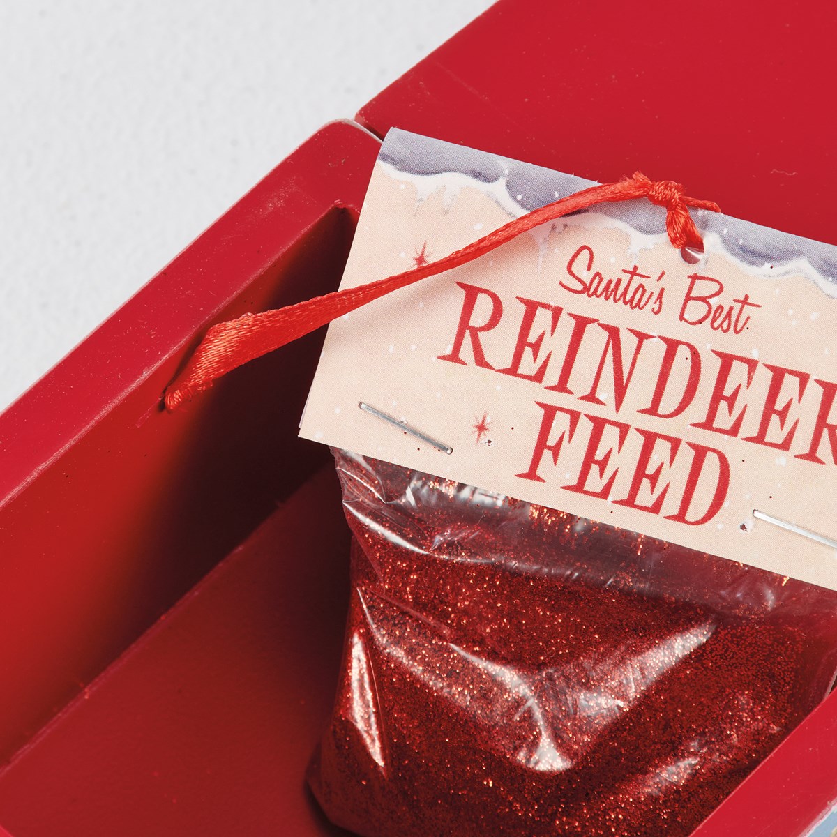 Santa's Best Reindeer Feed Hinged Box - Wood, Paper, Metal, Glitter, Mica
