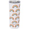 Coffee Tumbler - Rainbow Pattern - 20 oz., 3" Diameter x 7.75" - Stainless Steel, Plastic