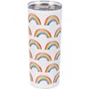 Rainbow Pattern Coffee Tumbler - Stainless Steel, Plastic