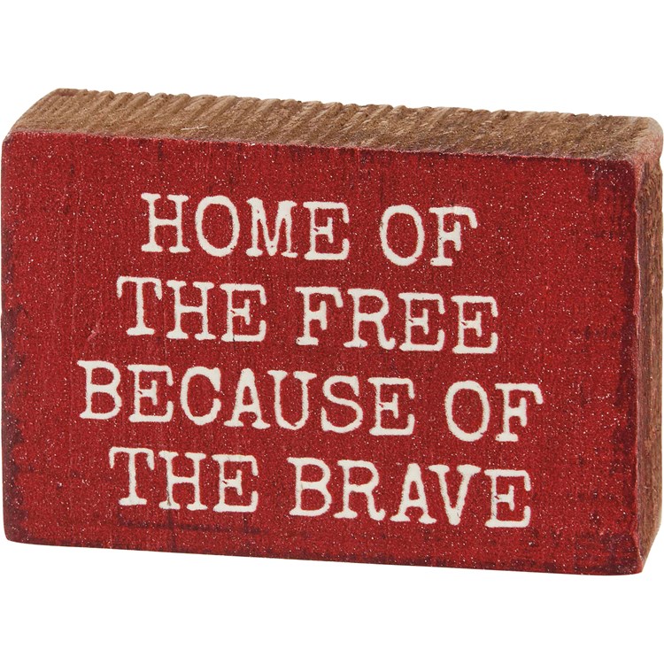 Block Sign - The Brave - 3" x 2" x 1" - Wood