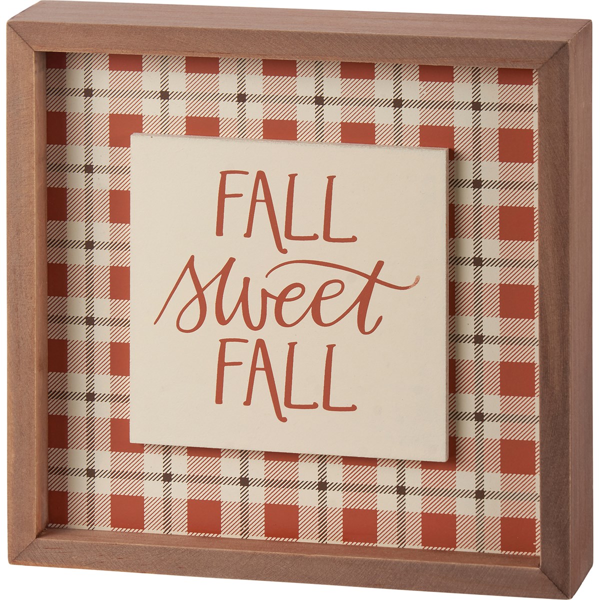 Fall Sweet Fall Plaid Inset Box Sign - Wood