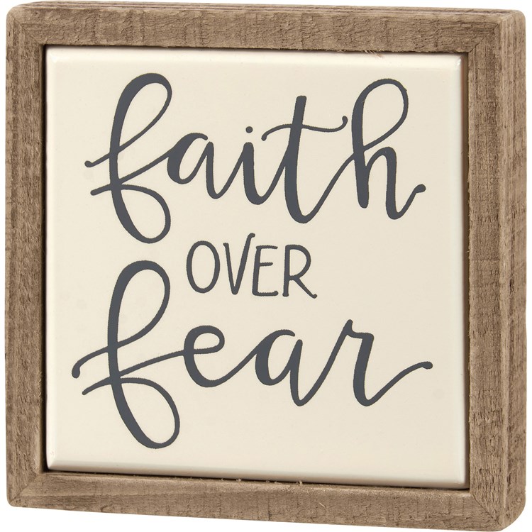 Faith Over Fear Box Sign Mini - Wood
