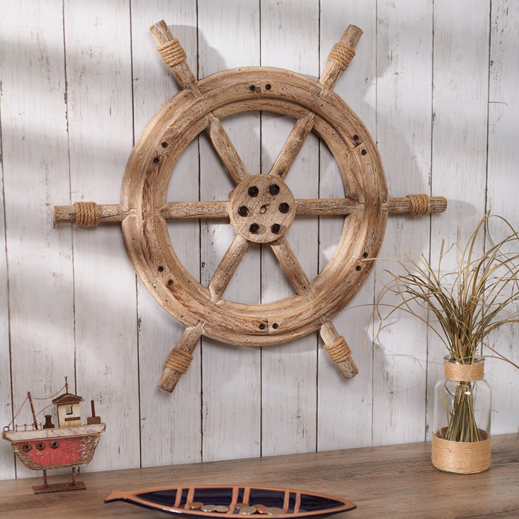 Ship's Wheel Wall Decor - Wood, Metal, Rope