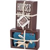Horses Make Me Happy Box Sign And Sock Set - Wood, Cotton, Nylon, Spandex, Ribbon