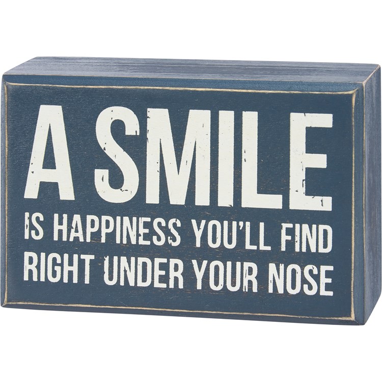 Smile Is Happiness Box Sign And Sock Set - Wood, Cotton, Nylon, Spandex, Ribbon