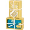 Life Gives Lemons Box Sign And Sock Set - Wood, Cotton, Nylon, Spandex, Ribbon