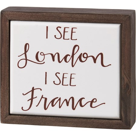 Box Sign Mini - I See London I See France - 4" x 3.50" x 1" - Wood