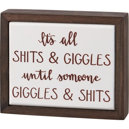 Until Someone Giggles Box Sign Mini - Wood