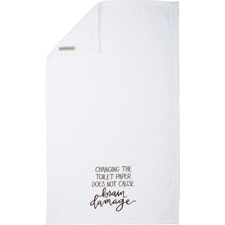 Hand Towel - Does Not Cause Brain Damage - 16" x 28" - Cotton, Terrycloth