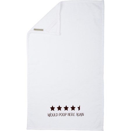 Hand Towel - Would Poop Here Again - 16" x 28" - Cotton, Terrycloth