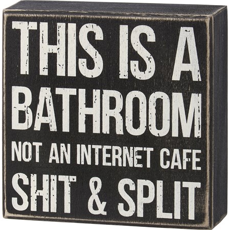 Box Sign - This Is A Bathroom - 5" x 5" x 1.75" - Wood