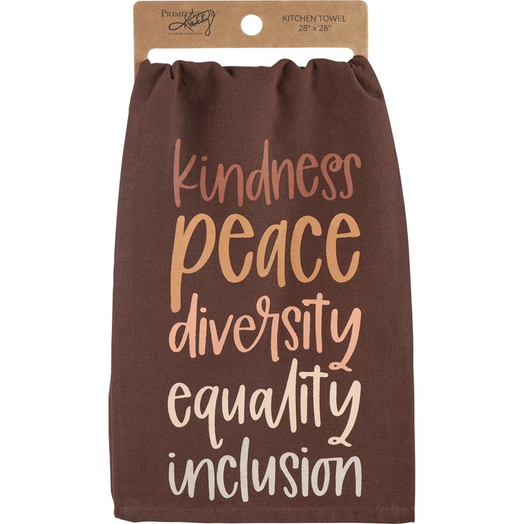 Kitchen Towel - Kindness Peace Diversity - 28" x 28" - Cotton
