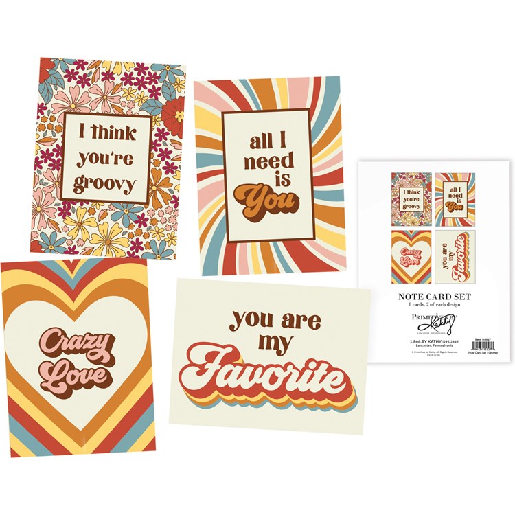 Note Card Set - Groovy - 4.25" x 5.50" - Paper