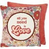 Pillow - All You Need Is Love - 15" x 15" - Cotton, Velvet, Zipper