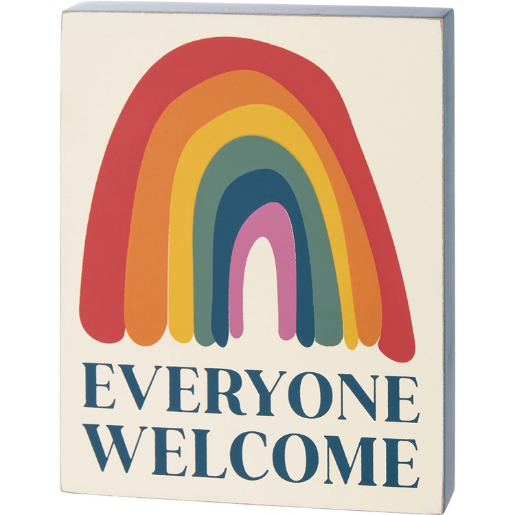 Everyone Welcome Block Sign - Wood