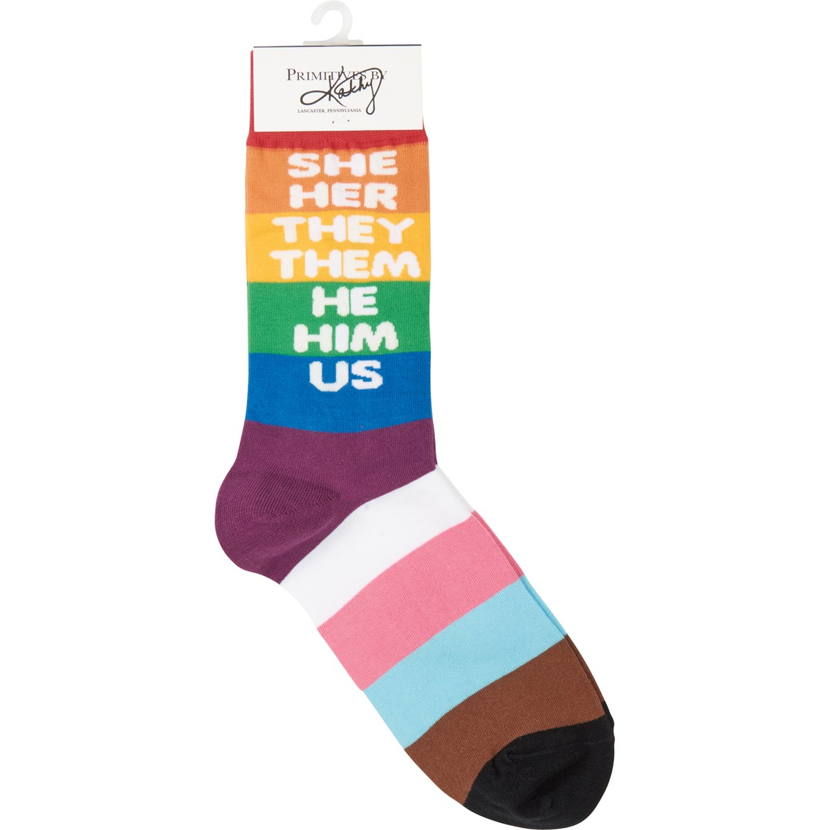 Socks - She Her They Them He Him Us - One Size Fits Most - Cotton, Nylon, Spandex
