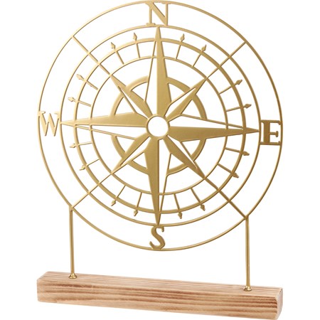 Sitter - Compass Rose - 10" x 12.50" x 1.50" - Metal, Wood