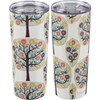Cream Floral Trees Coffee Tumbler - Stainless Steel, Plastic