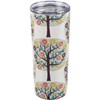 Cream Floral Trees Coffee Tumbler - Stainless Steel, Plastic