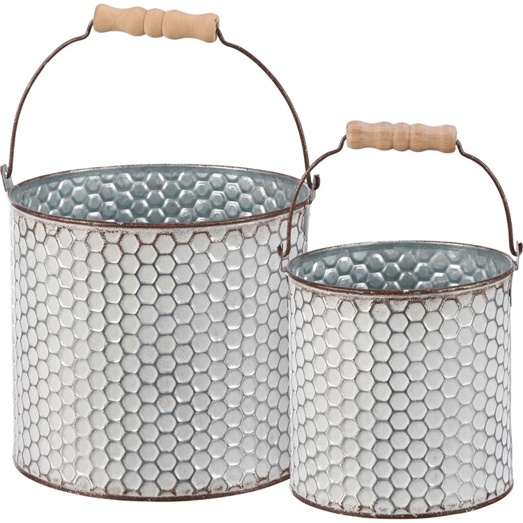 Honeycomb Bucket Set - Metal, Wood