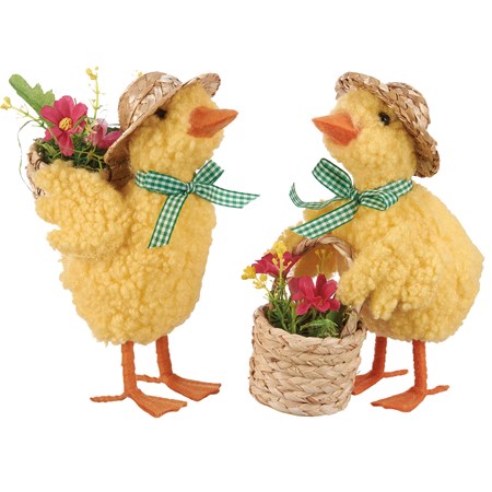 Critter Set - Spring Ducks - 5.25" x 7.75" x 3.25" - Foam, Plastic, Fabric, Cornhusk