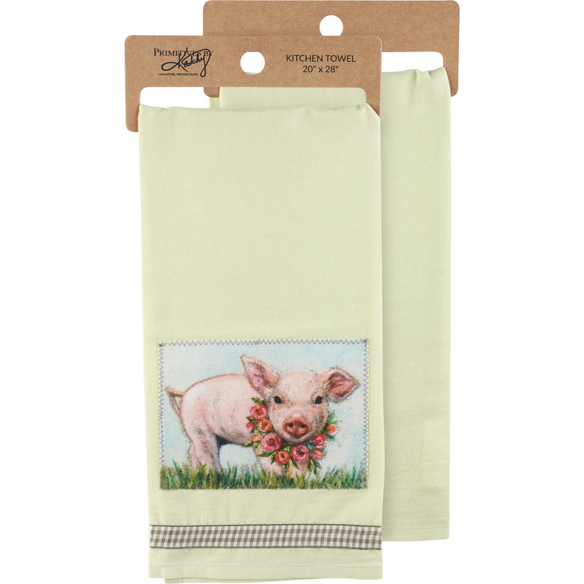 Floral Piglet Kitchen Towel - Cotton, Ribbon