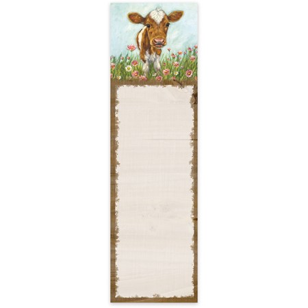 List Pad - Calf In Flowers - 2.75" x 9.50" x 0.25" - Paper, Magnet