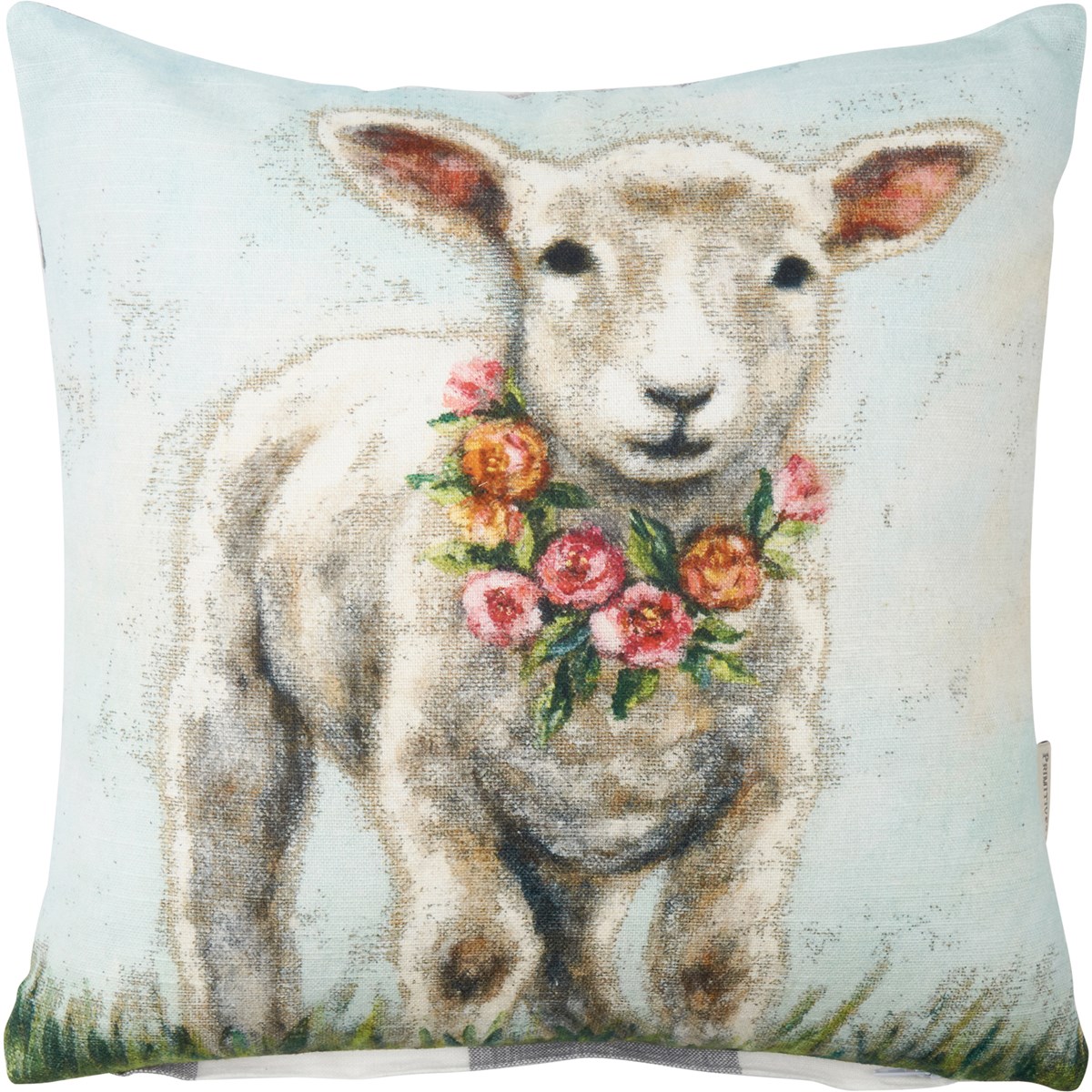 Floral Lamb Pillow - Cotton, Zipper