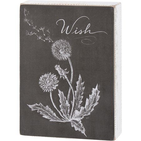Chalk Sign - Dandelion Wish - 5" x 7" x 1.75" - Wood, Paper