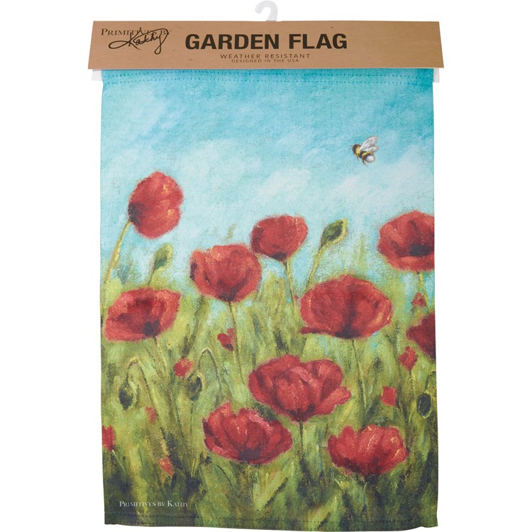 Poppies Garden Flag - Polyester