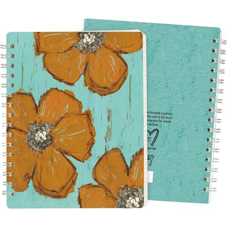 Spiral Notebook - Floral - 5.75" x 7.50" x 0.50" - Paper, Metal