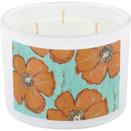 Floral Jar Candle - Soy Wax, Glass, Cotton