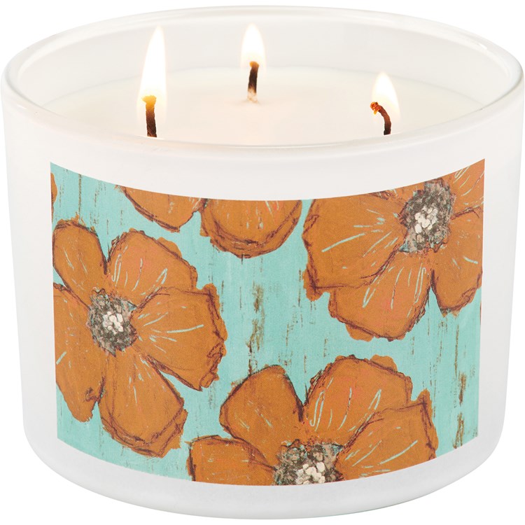 Floral Candle - Soy Wax, Glass, Cotton