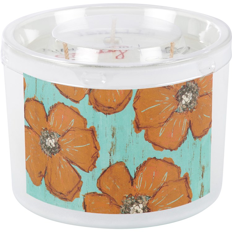 Floral Jar Candle - Soy Wax, Glass, Cotton