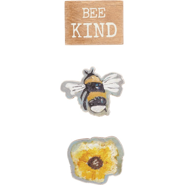 Bee Kind Magnet Set - Wood, Paper, Metal, Magnet