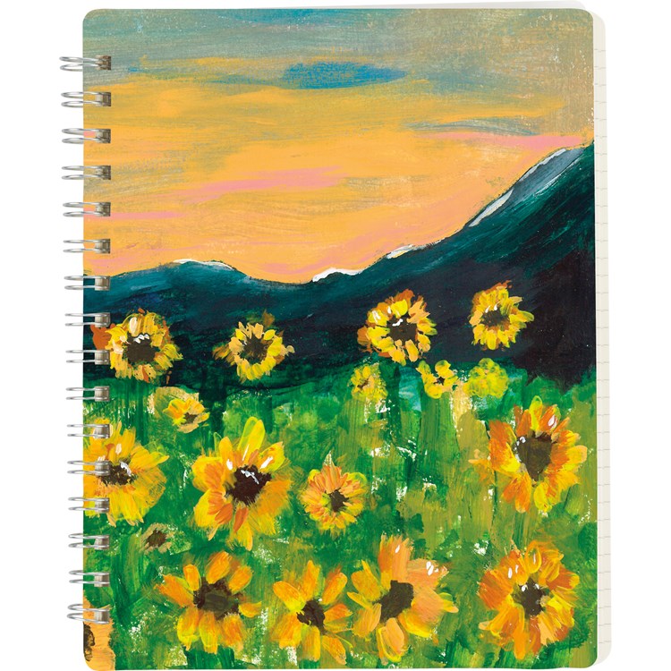 Sunflower Field Spiral Notebook - Paper, Metal
