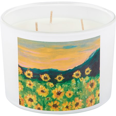 Jar Candle - Sunflower Field - 14 oz., 4.50" Diameter x 3.25" - Soy Wax, Glass, Cotton