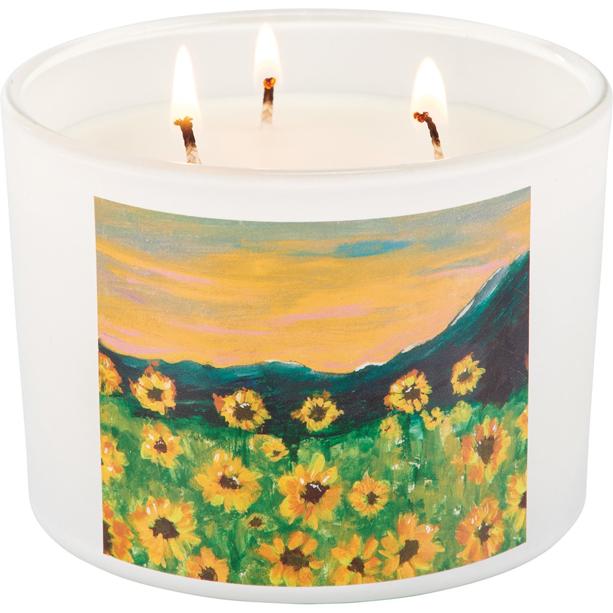 Sunflower Field Jar Candle - Soy Wax, Glass, Cotton